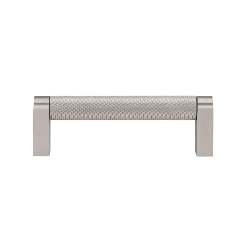 Brushed Nickel Knurled "Vero" Cabinet Hardware, 3-3/4" Drawer Pull