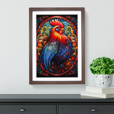 Rooster Symbolism - Single Picture Frame Print on Wood