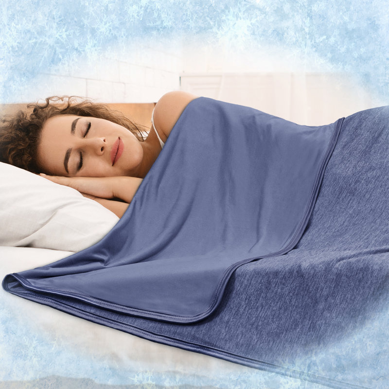 Navy Reversible Cooling Throw Blanket for Hot Sleepers