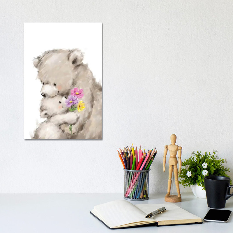 Mothers Day Bear by MAKIKO - Wrapped Canvas Print, 20.32 cm H x 30.48 cm W