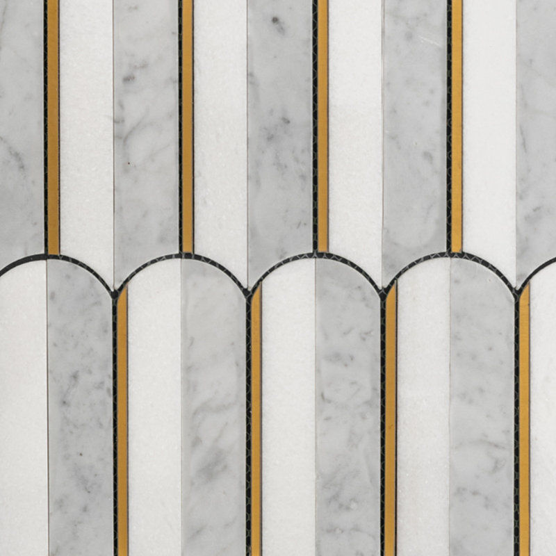 Mad Decade 12" x 12" Marble Mosaic Wall & Floor Tile, Gray