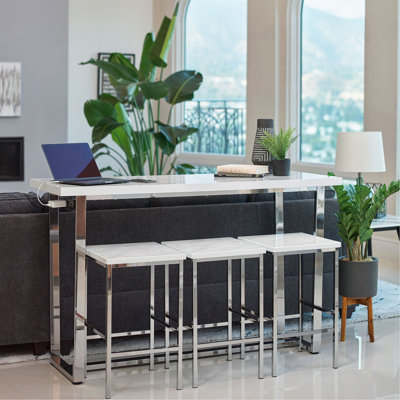 White Marble 4-Piece Dining Set