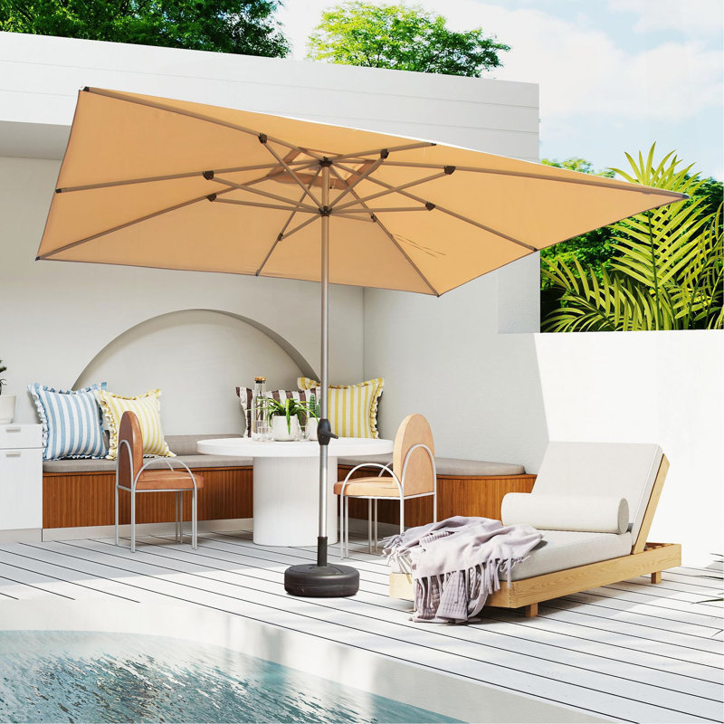 Parasol de patio rectangulaire avec manivelle (base non incluse), Beige