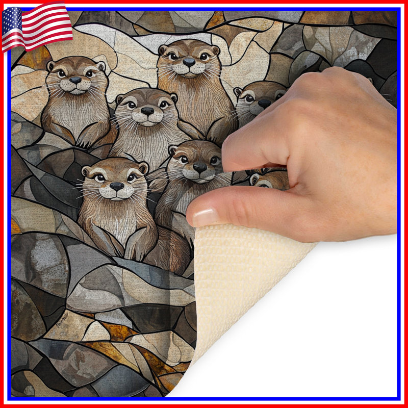 Tapis de bain Otters, Simple - L 17 po x l 24 po , Loutres brunes