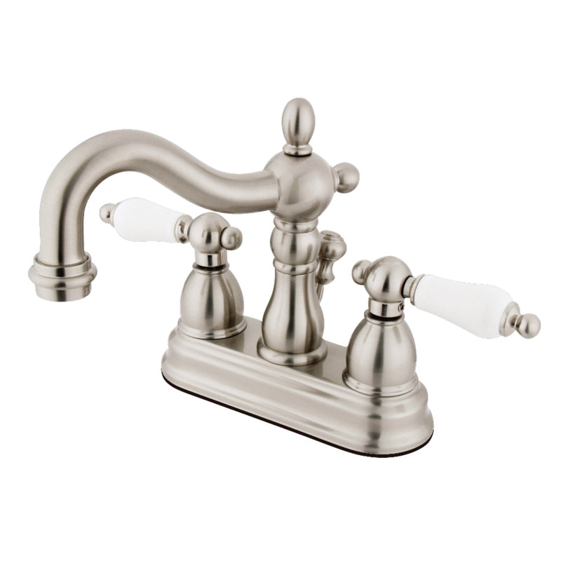 Robinet pour salle de bain avec ensemble de drain central à, Nickel brossé