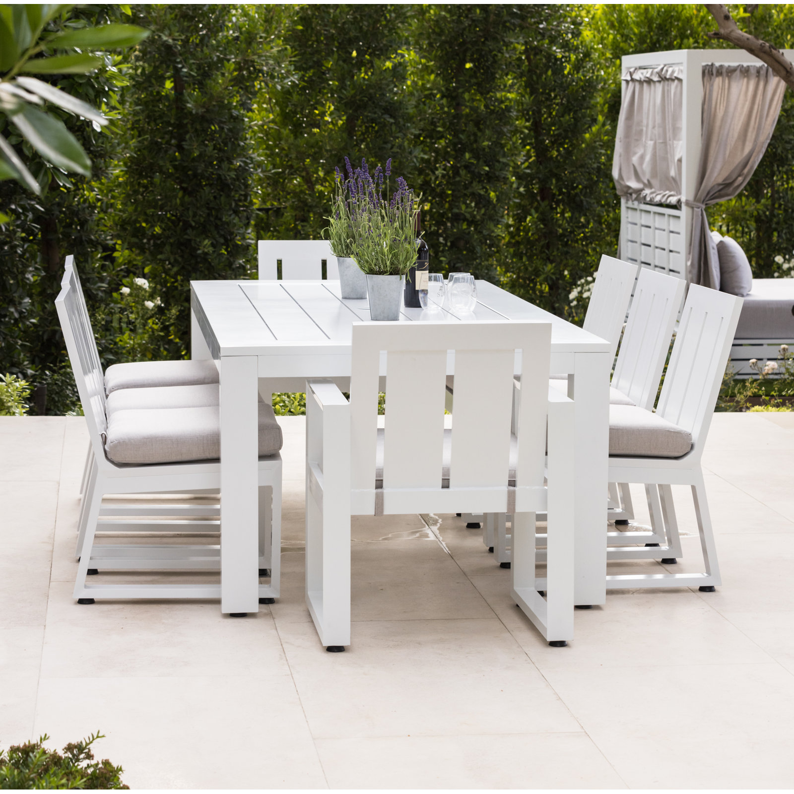 Camela 90" Sunbrella® Patio Dining Set, Cast Silver Sunbrella®