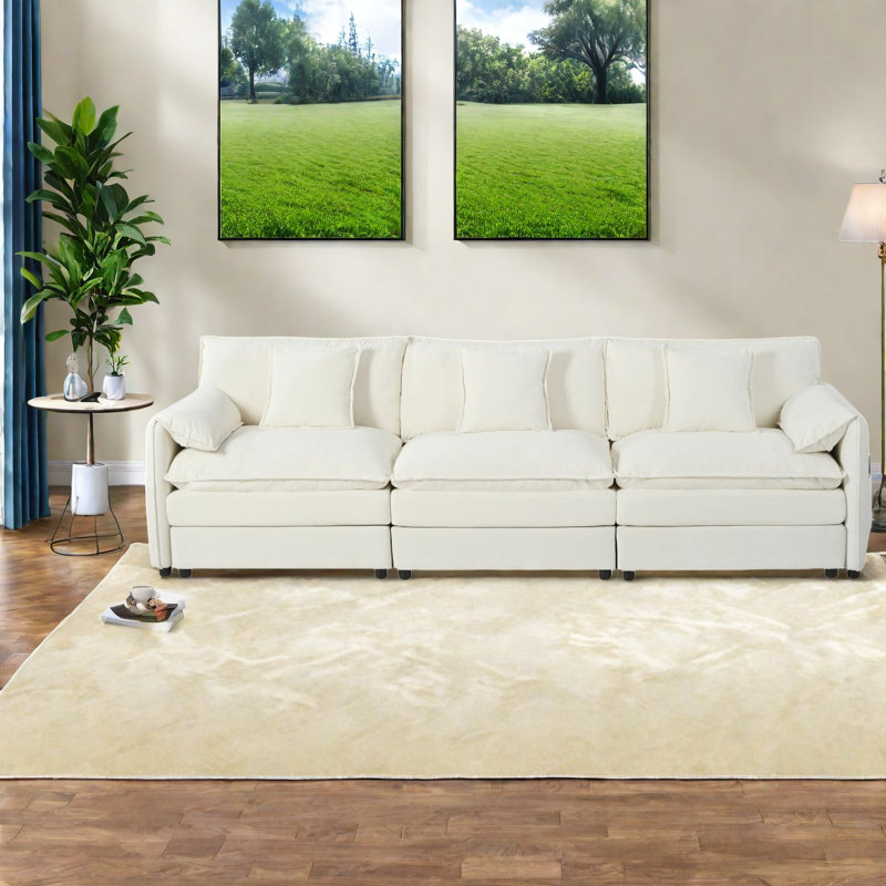 Canapés modulaires modernes en chenille, siège profond surdimensionné pour le bureau à domicile