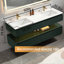 Ensemble de meuble-lavabo mural moderne 60 po en bois massif avec plateau en marbre et lumière-733153515