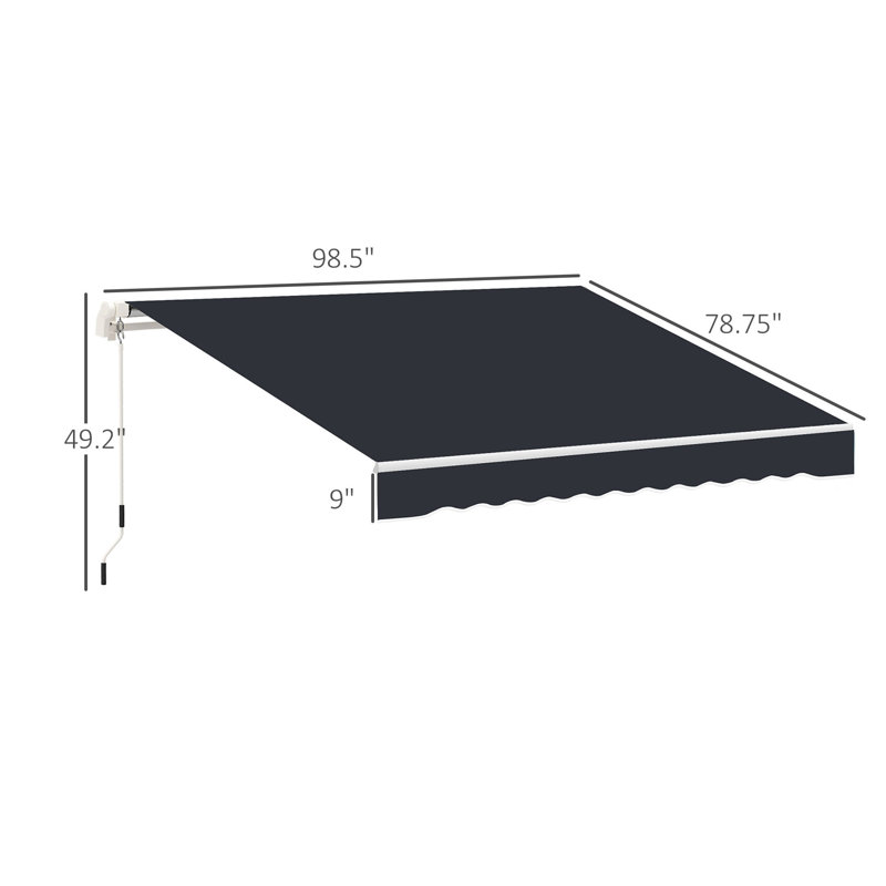 Auvent rétractable de patio 8 pi x 7 pi Outsunny, Noir