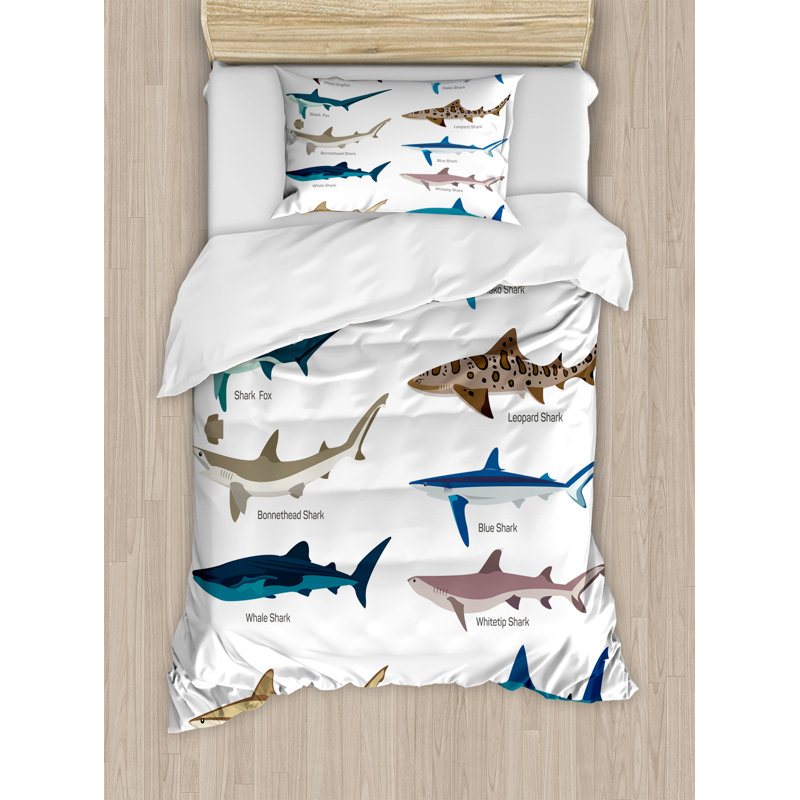 Sea Animal Coastal Polyester Duvet Cover, Twin