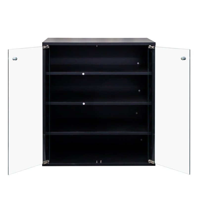 Shoe Storage With Led Color Changing Feature - 4 Tier Stackable Wooden Box Glass Door For Sneakers Quality Bin & Display Case