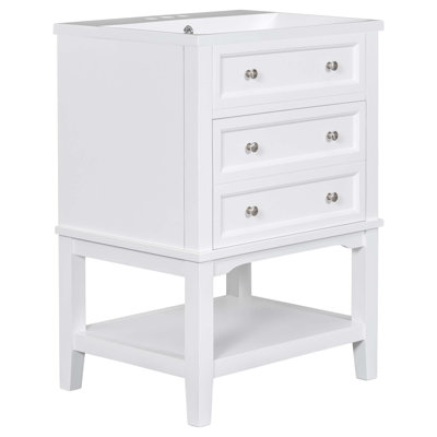 Stearl 24 " W Free Standing Wall Mounted 1 Single Vanity Bathroom Vanity With Ceramic Top