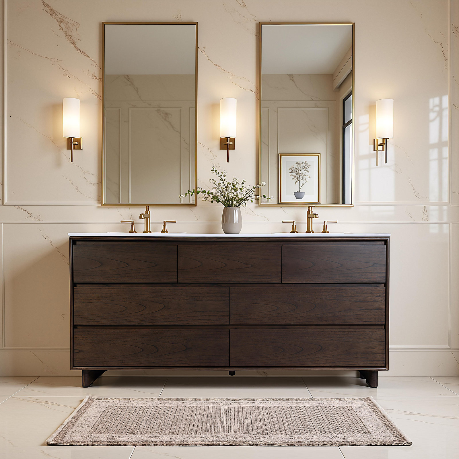 Soleil Pine Single Bathroom Vanity, Brown, 72"