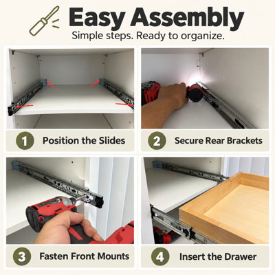 Solid Wood Pull-Out Drawer With Soft-Close Slides And Extended Mounting Brackets – Easy Assembly Kitchen Cabinet Organizer