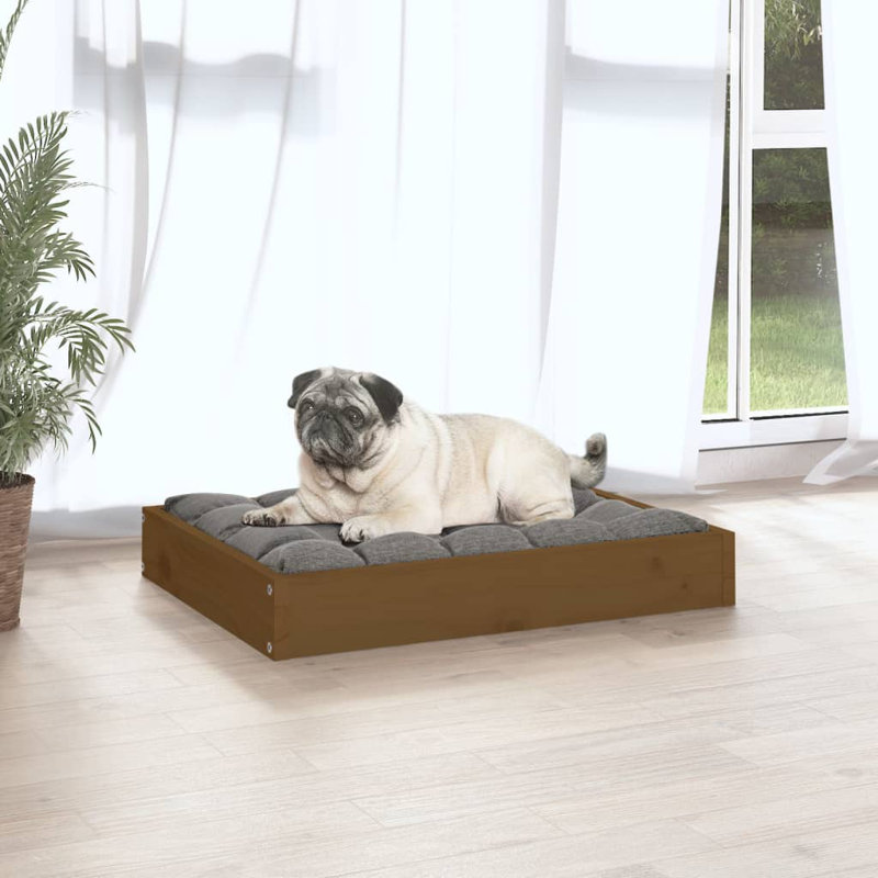 Lit pour chien Tucker Murphy Pet ™ 28,1 po x 21,3 po x 3,5 po en bois de pin massif, Brun miel