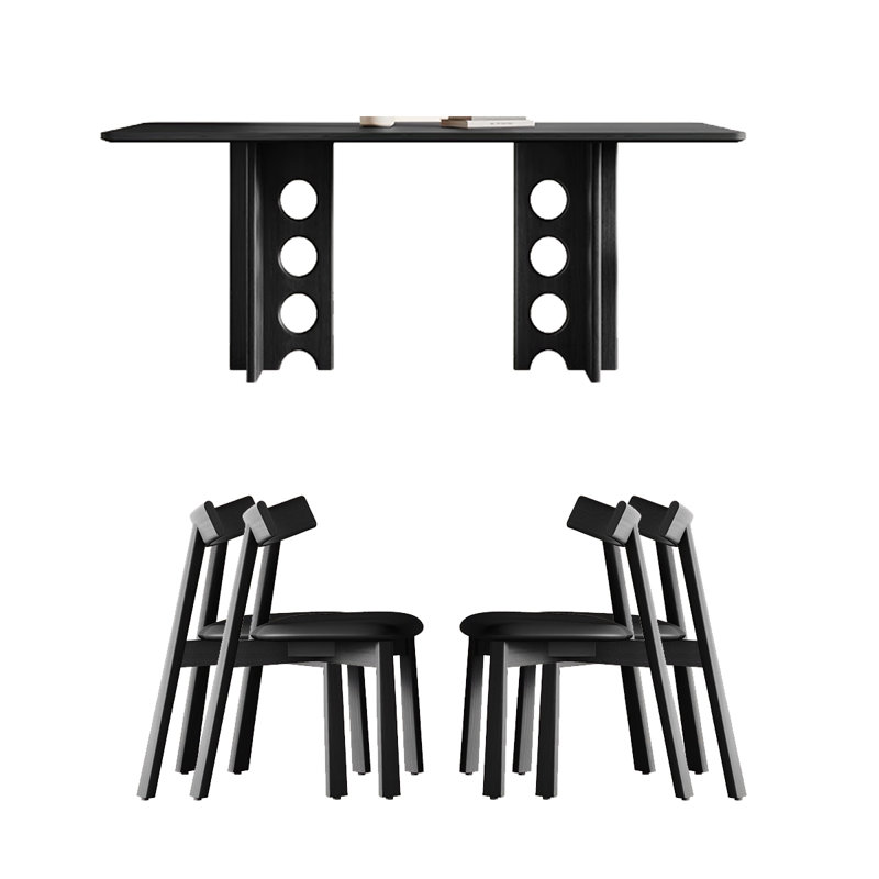 Ensemble de salle à manger rectangulaire en bois massif Modern, H 29,53 po x L 55,12 po x l 31,5 po