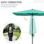 Parasol de patio 6,5 pi x 10 pi, filet de protection, manivelle et inclinaison variable, parasol de table d'extérieur bleu sarcelle de 10 pi, 50+, inclinaison,