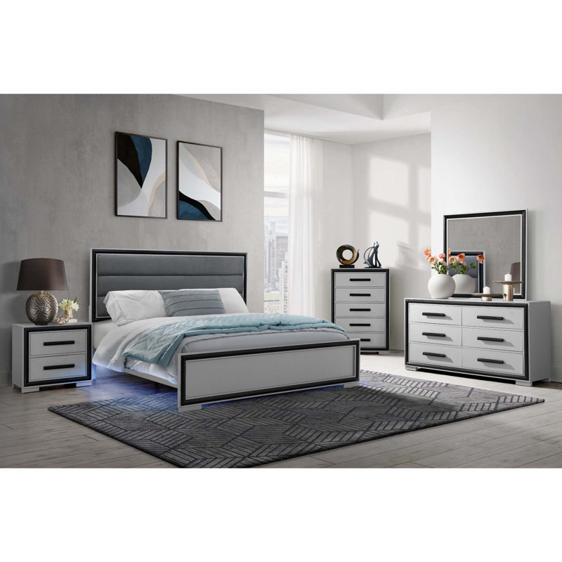 5 Pc Bedroom Set With Led, Queen