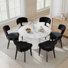 Ensemble de table de salle à manger de 47 po pour 4 à 6 personnes, ensemble de salle à manger de cuisine moderne avec chaises rembourrées en molleton Boucle Teddy, coussin incurvé à dossier large, mobilier de salle à manger de luxe facile à assembler pour petit espace, appartement, coin repas