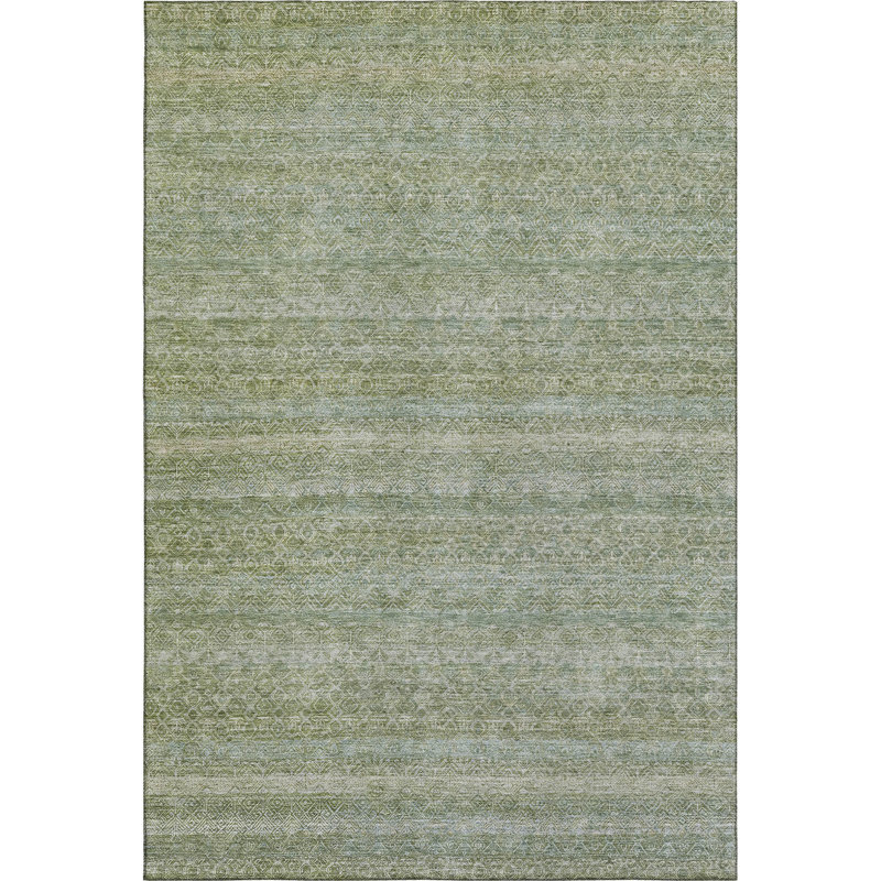 Premium Machine Washable Mayfield AMF2105 Striped Rug, 8' x 10', Sage