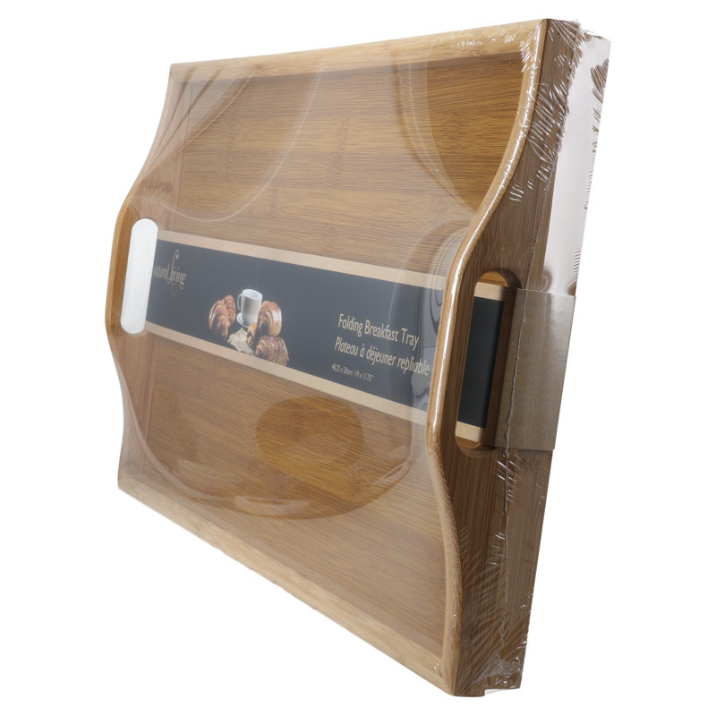 Natural Bamboo Folding Breakfast Tray with Black Finish