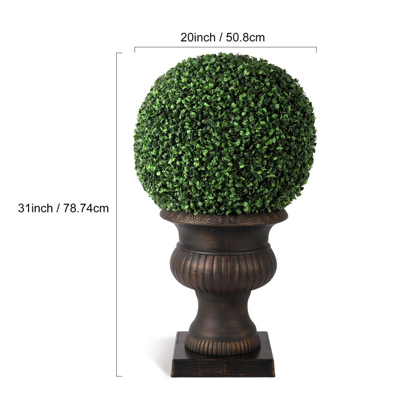 2 boules de topiaire artificielle 20 po, plante topiaire artificielle pré-éclairée avec 50 lumières