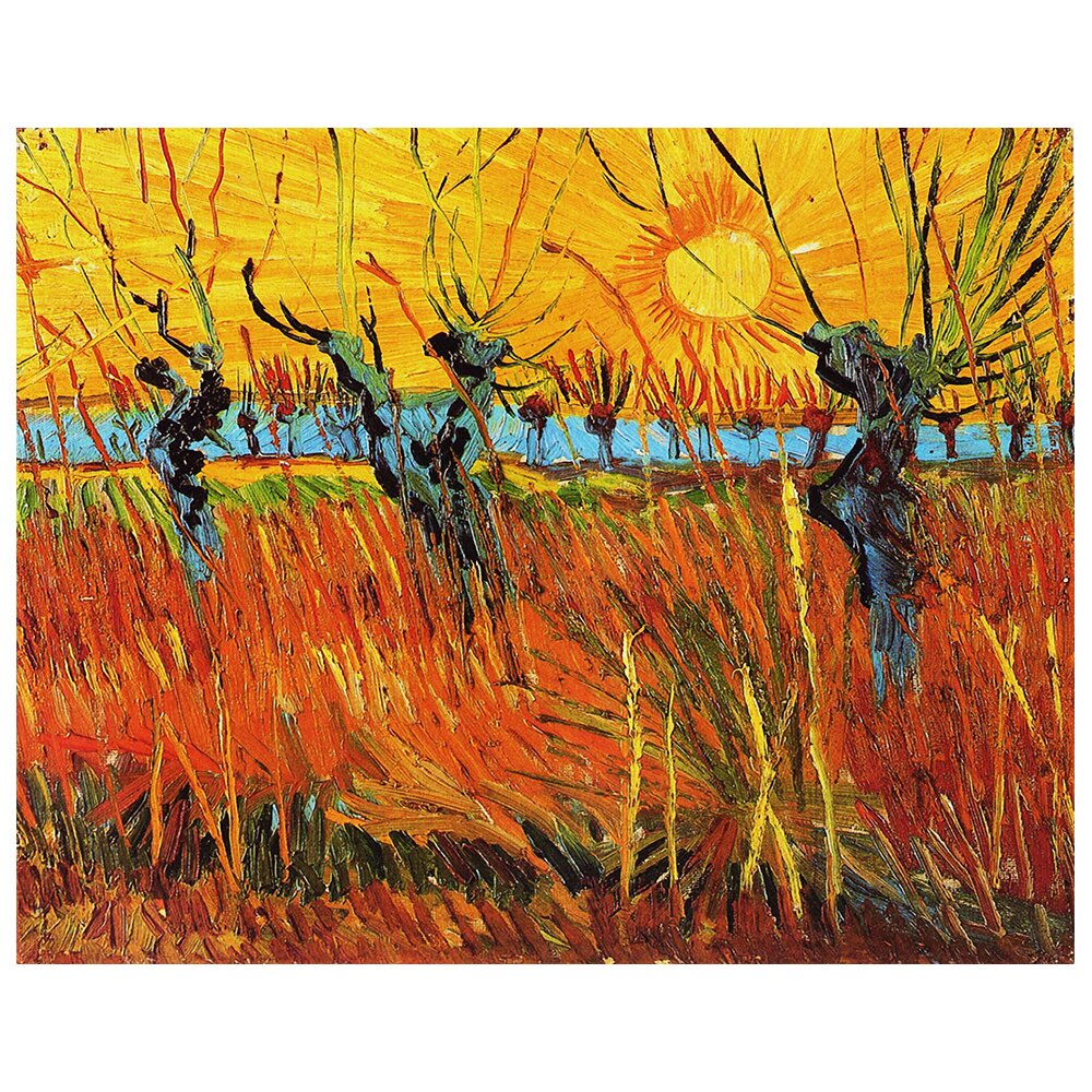 Leinwandbild Weiden bei Sonnenuntergang von Vincent Van Gogh