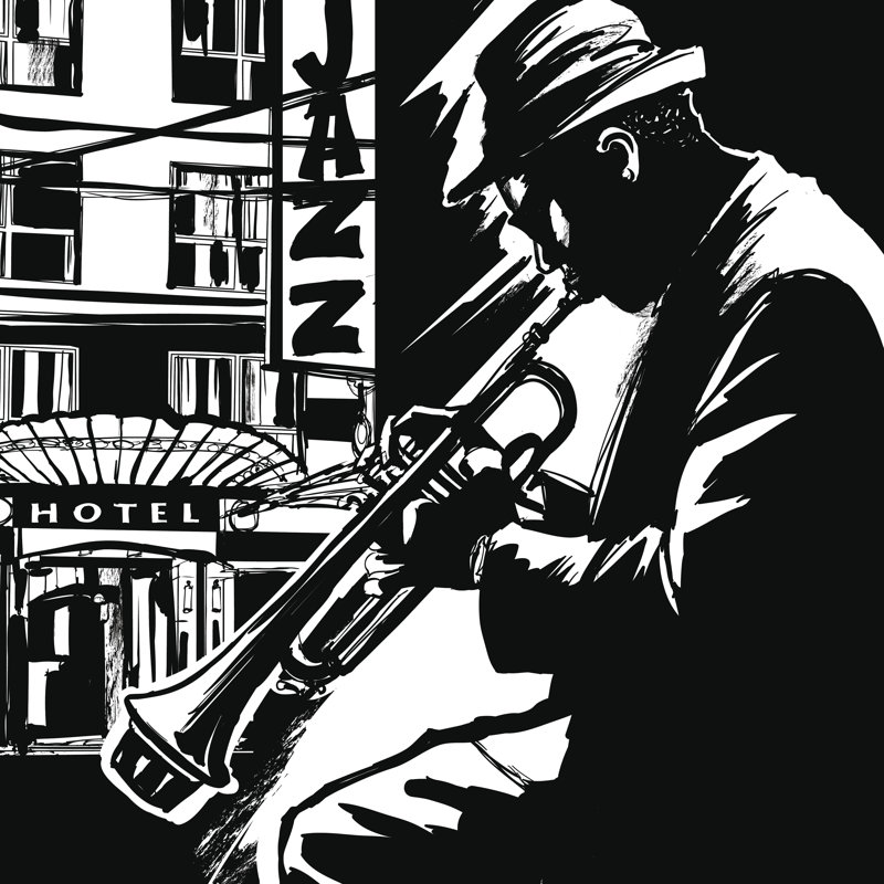 Jazz Trumpet Player by Isaxar - Wrapped Canvas Print, 122cm H x 122cm W x 3.8cm D