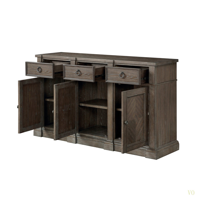 Desserte classique en bois flotté avec armoires de rangement 3 tiroirs