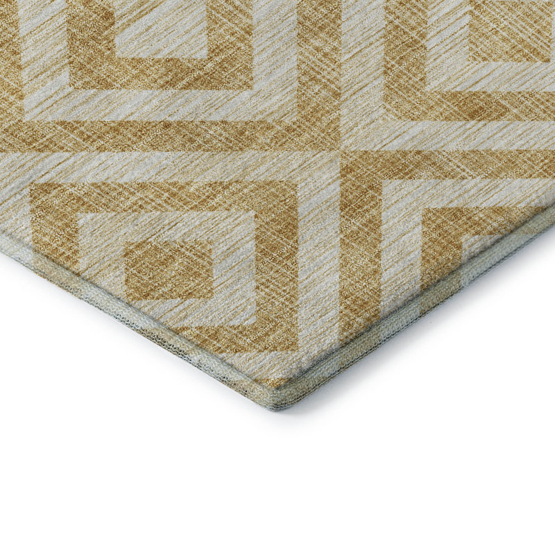 Tapis doré Prisco lavable à la machine de qualité supérieure, Rectangle 5 pi x 7 pi 6 po
