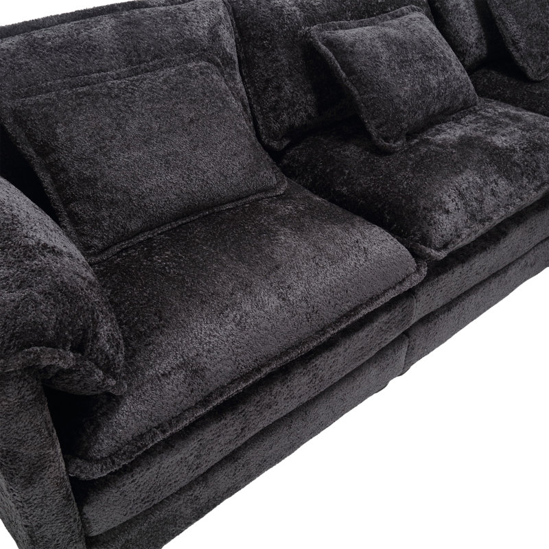 Tissu en chenille moderne en L avec pieds amovibles et amovibles pour un intérieur modulaire confortable et relaxant au quotidien