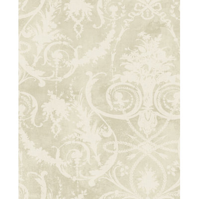 Designs Metallic Tan Melina Damask Silhouette Unpasted Wallpaper