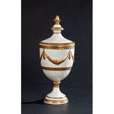 White/Gold 12'' Porcelain Jar