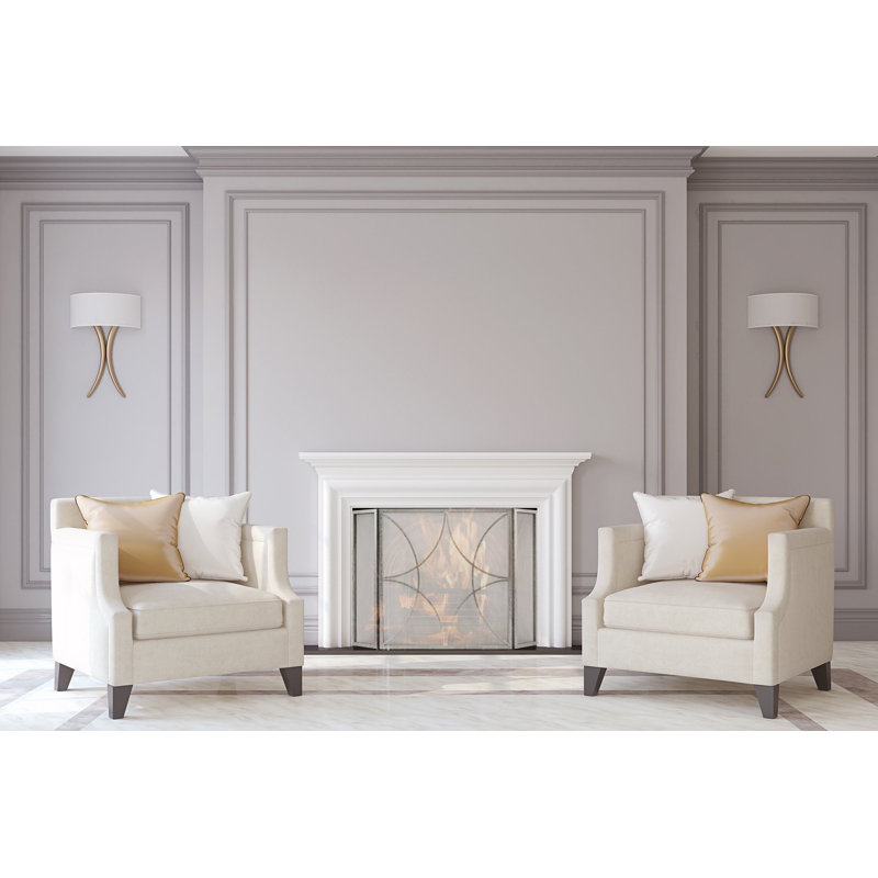 London 3 Panel Iron Fireplace Screen, Royal Silver