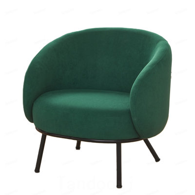 Fauteuil d'appoint en velours, fauteuil capitonné de style tonneau avec pieds en métal, fauteuil confortable une place pour salon ou chambre à coucher
