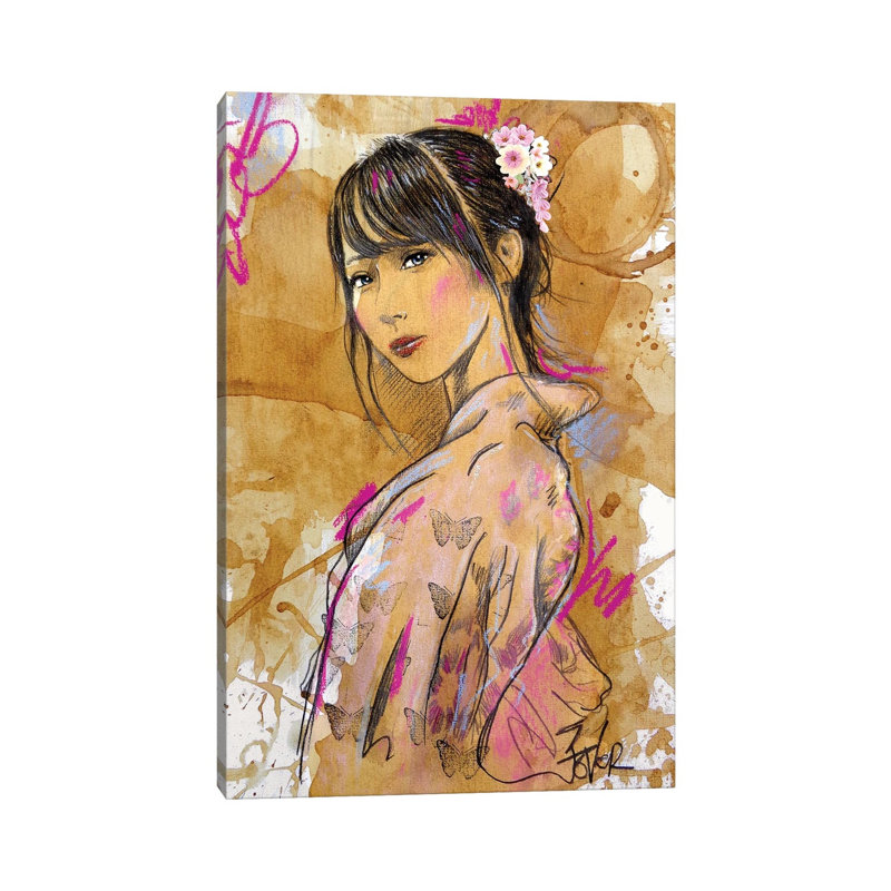 Sakura by Loui Jover - Painting on Canvas, 30.48 cm H x 45.72 cm W, Wrapped Canvas