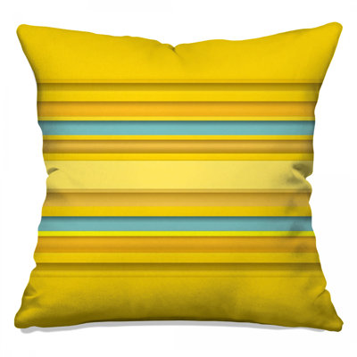 Yellow Blue Stripes Double Sided Throw Pillows