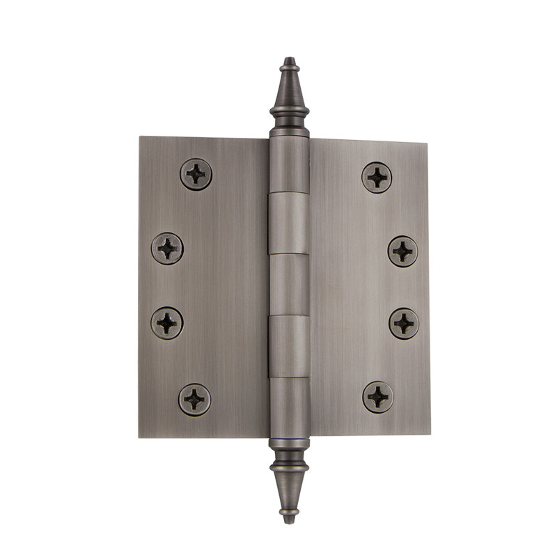 4'' x 4'' Brass Butt Bearing Hinge, Antique Pewter