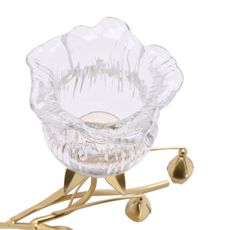 18Cm Glass Metal Tabletop Votive Holder