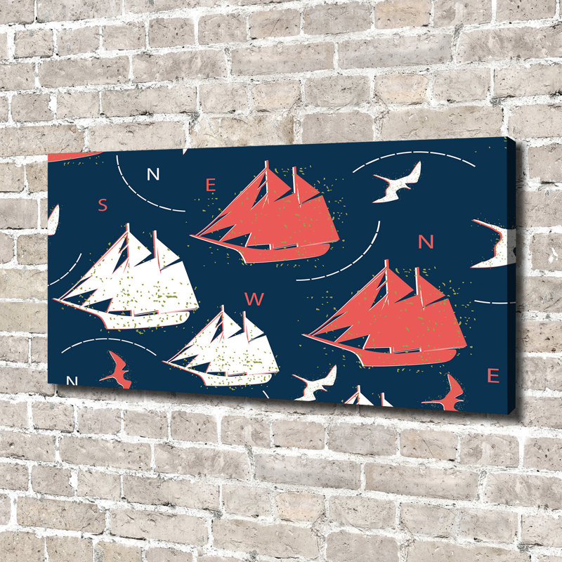 Ships, Sea Birds - No Frame Print on Canvas