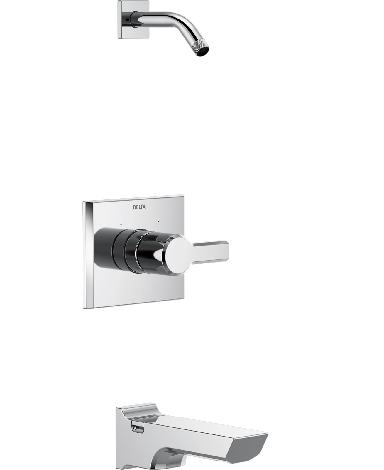 Pivotal Tub and Shower Faucet, Lumicoat Chrome