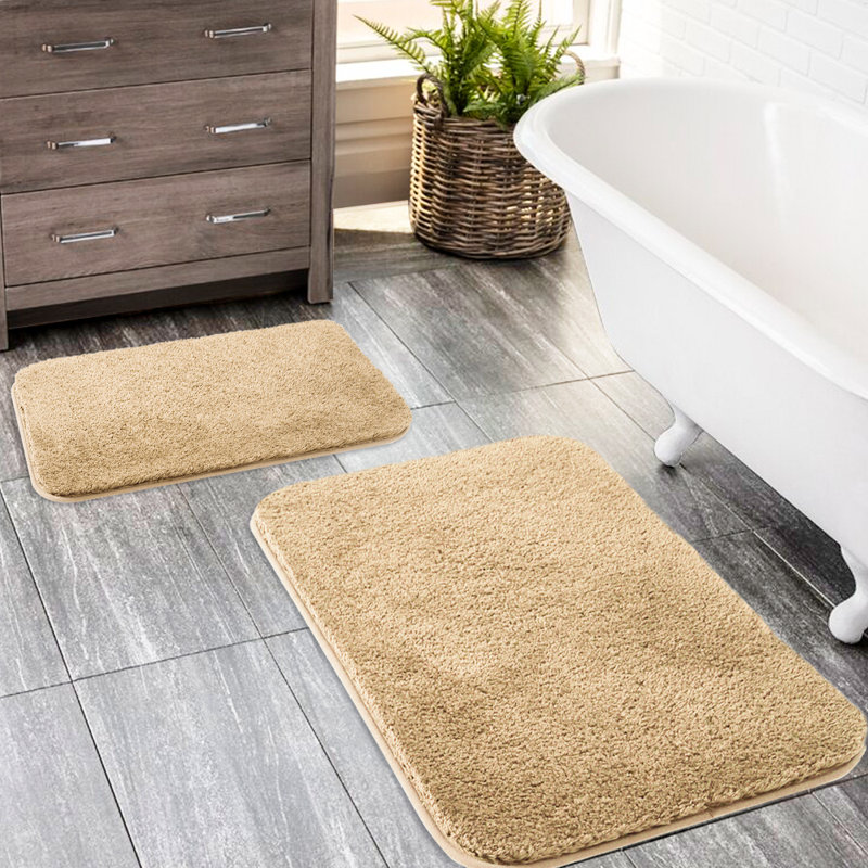 Tapis pour salle de bain Gaenside, L 32 po x l 20 po, Brun clair