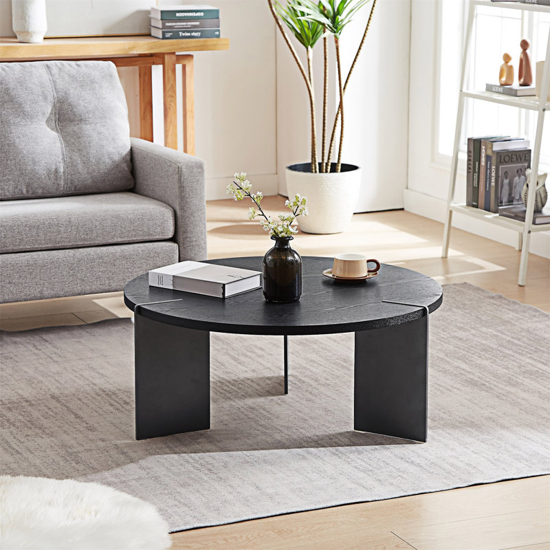 Table basse ronde, 15' H x 35.47' L x 35.47' W, Noir