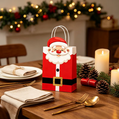 Christmas Decorations Christmas Gift Bags 12 Pack Assorted Holiday Treat Bags with Handles Kraft Paper Party Bags for  Presents Gift Wrapping Supplies