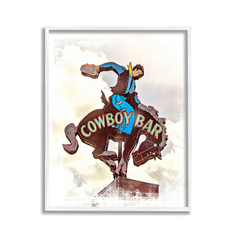 «Cowboy Bar», art de la giclée encadrée par Jerry Cowart, Giclée encadrée noir minuit, H 14 po x l 11 po