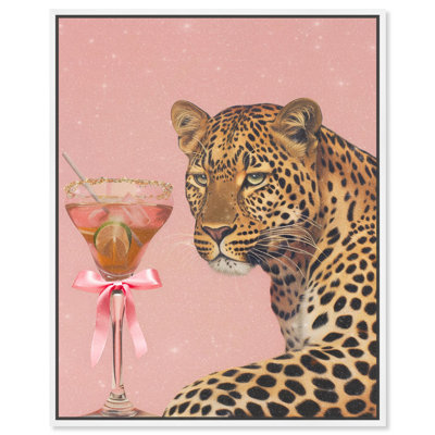 «Leopard and Drink Canvas», art mural Glam par Art Remedy