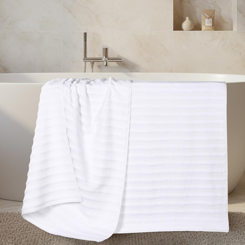 Ensemble de draps de bain en coton Blue Nile Mills - Texture gaufrée - Séchage rapide, Blanc