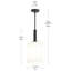 Luminaire suspendu noir mat avec abat-jour en verre opale Reines-127419972-130165651