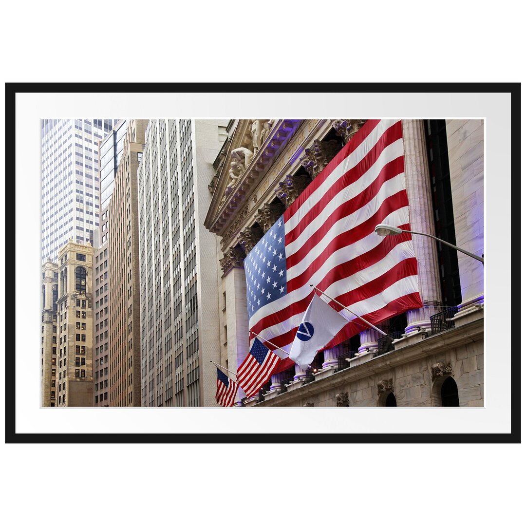 Gerahmtes Poster Amerikanische Flagge in New York