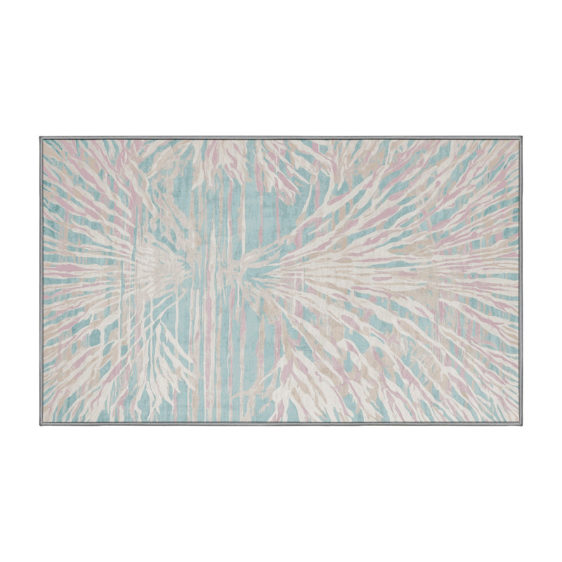 Machine Washable Gray Area Rug, Rectangle 7' x 10'
